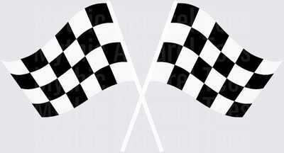 Crossed Black and White Checkered Racing Finish Line Flags
