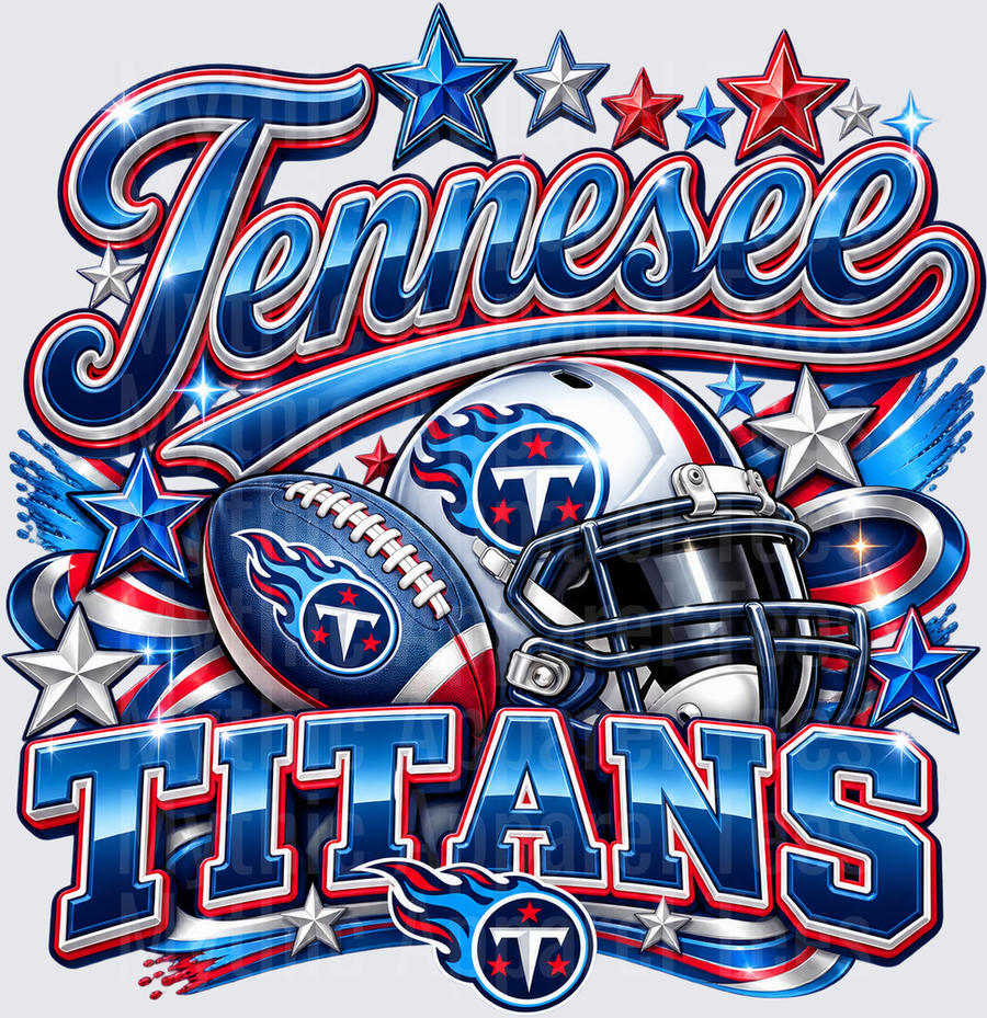 Gradient Polished Style NFL Tennessee Titans Bold Script with Football Helmet Stars and Team Logo
