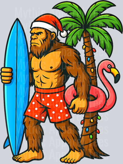 28 Christmas In July Bigfoot Hawaiian Xmas Palm Tree Summer T-Shirt