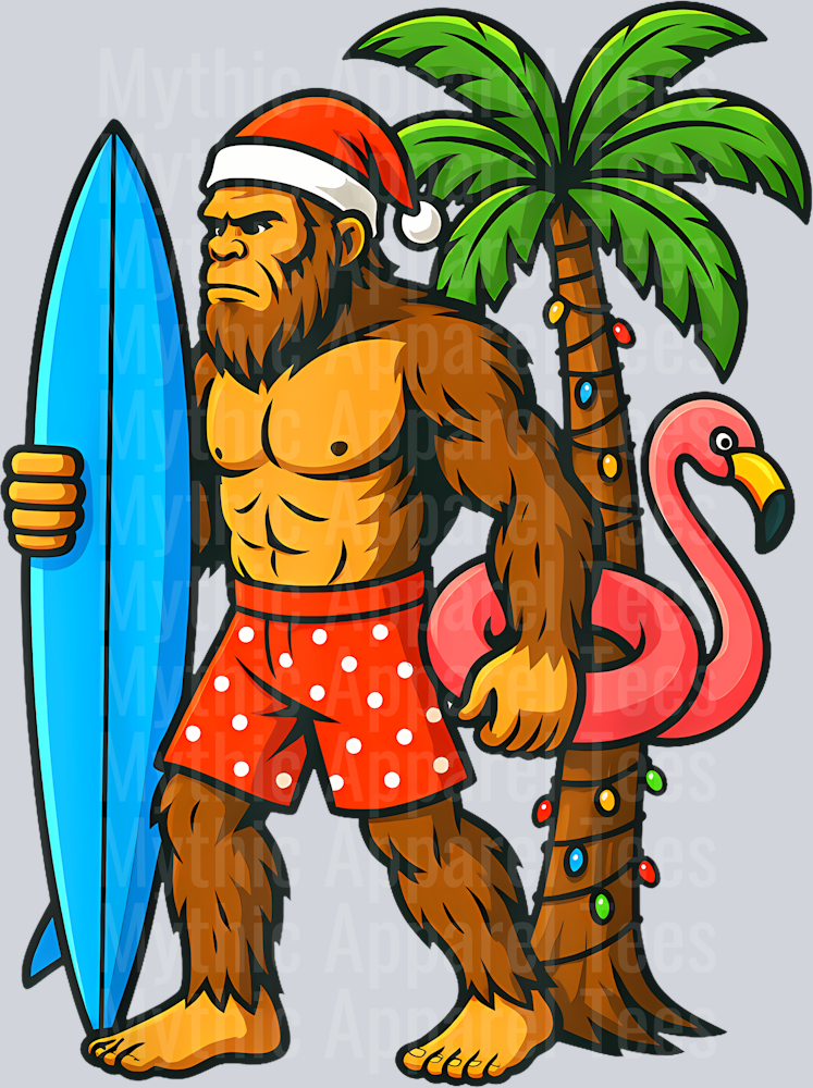 28 Christmas In July Bigfoot Hawaiian Xmas Palm Tree Summer T-Shirt