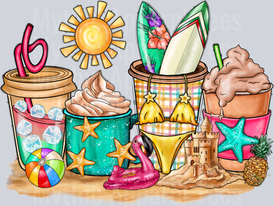 Summer Beach Coffee Cups