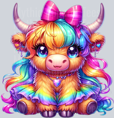 AZ774 Rainbow Highland Cow