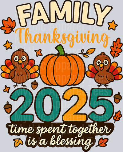 Happy Family Thanksgiving Together 2025 Crew Turkey T-Shirt