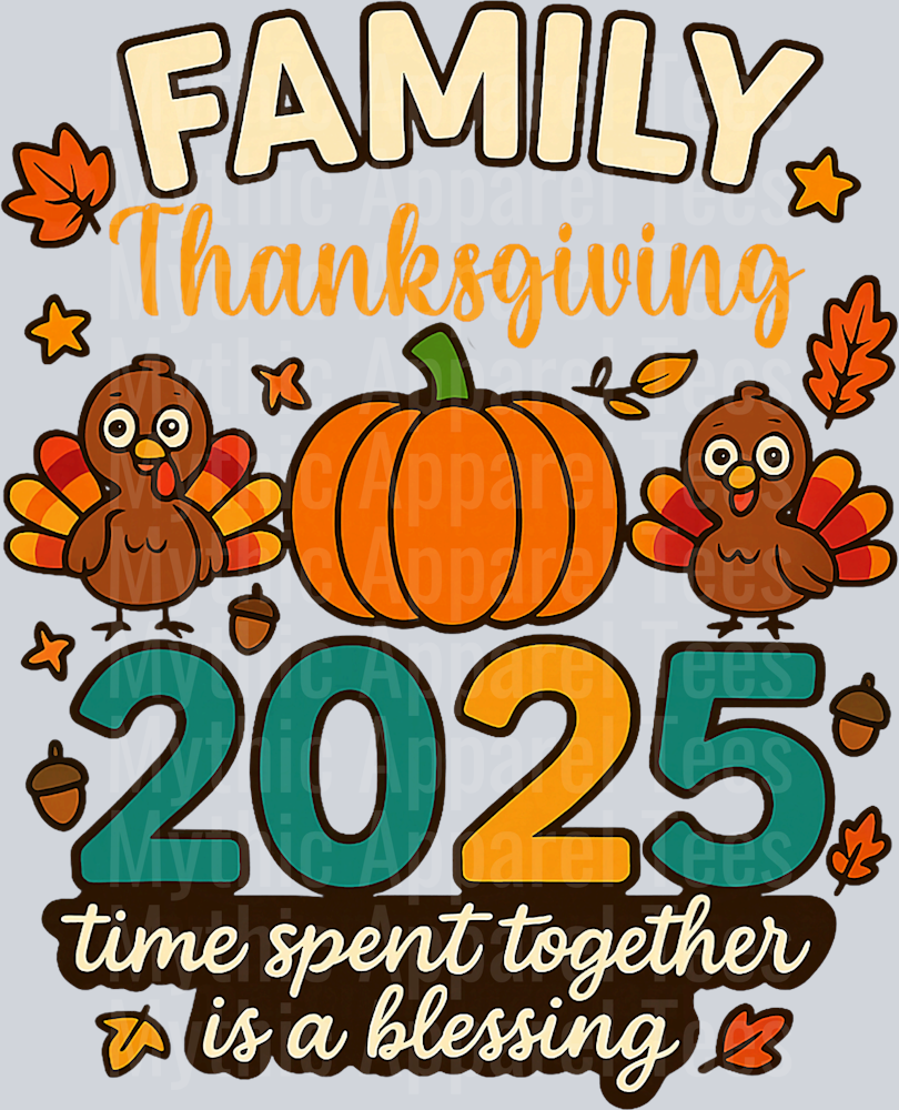 Happy Family Thanksgiving Together 2025 Crew Turkey T-Shirt