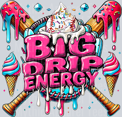 Big Drip Energy Baseball Drip Ice Cream Sprinkles DTF Baseball Transfers