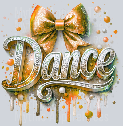 0018 Dance Sequins Orange DTF Dance Swoosh Transfers