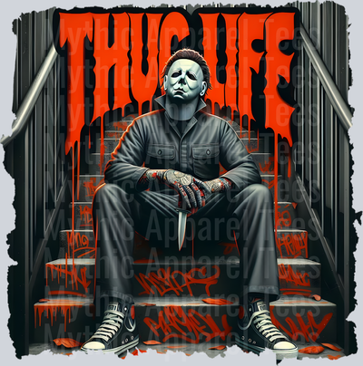 Michael Myers RED DRIPPING BLOOD on stairs Horror Movie DTF Thug Life Transfers