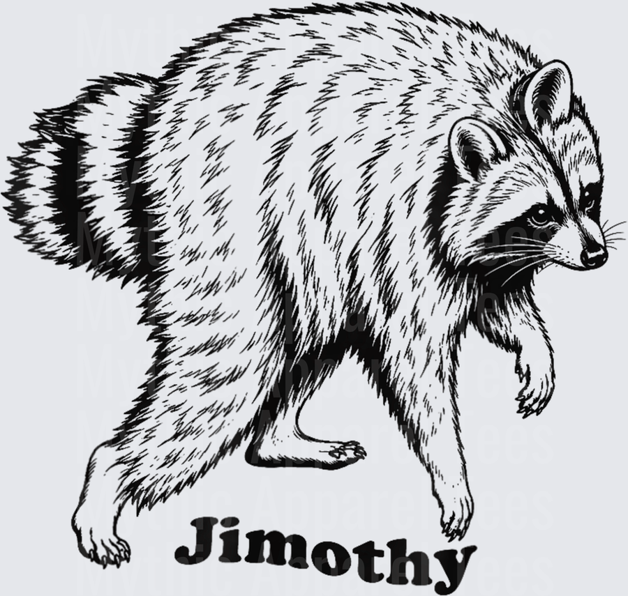 Jimothy the Raccoon Black and White Ink Illustration
