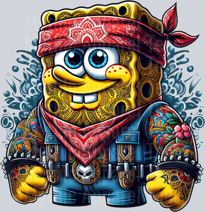 Sponge Bob Gangster Smoking Pop Culture DTF Weed Transfers