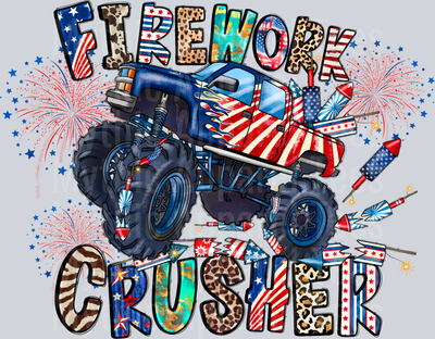 Firework Crusher Truck 4th of july DTF Patriotic Transfers