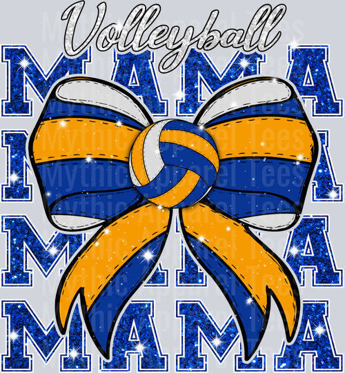 Glitter and Blue Volleyball Mama repeating cute DTF Sports Transfers