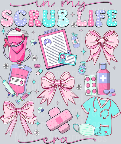 In My Scrub Life Era Coquette Bow Funny ER ICU Nurse T-Shirt