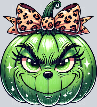 Grinch Pumpkin with bow