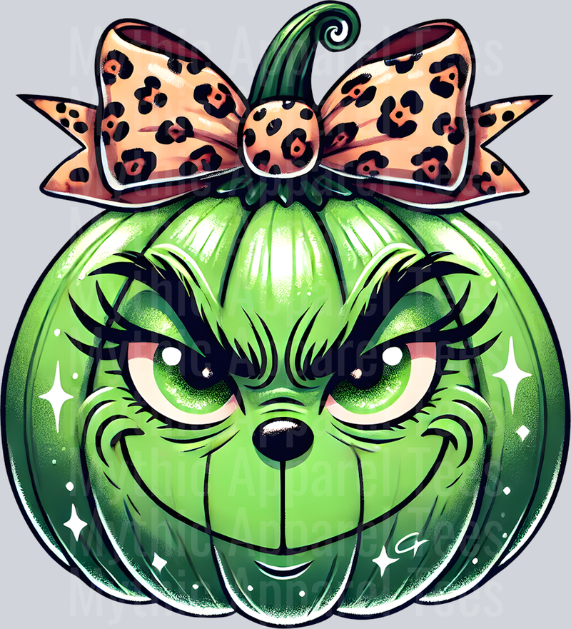 Grinch Pumpkin with bow