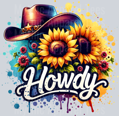 HOWDY SUNFLOWERS AND COWGIRL HAT