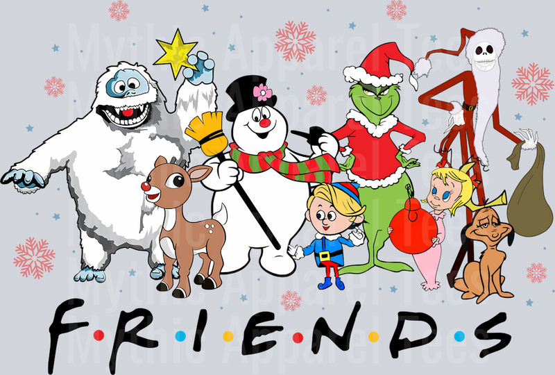 F.r.i.e.n.d.s. Frosty Skellington grinch Rudolph DTF Christmas Transfers