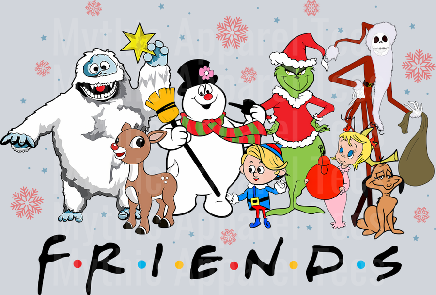 F.r.i.e.n.d.s. Frosty Skellington grinch Rudolph DTF Christmas Transfers
