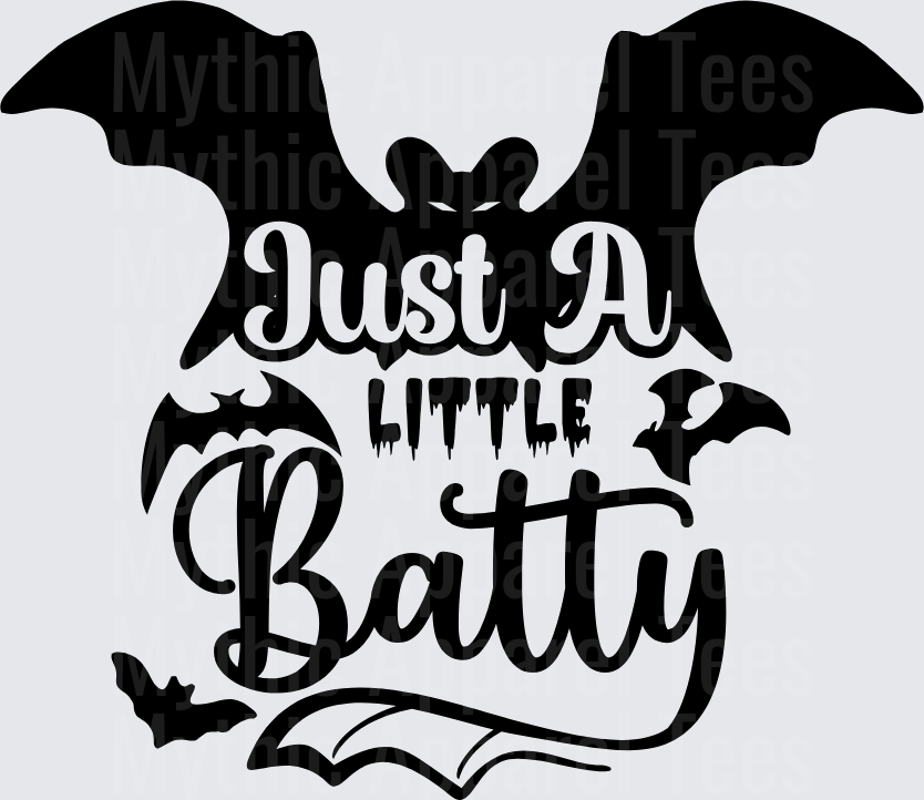 Just A Little Batty Halloween Bat Wings Spooky Typography Silhouette Design