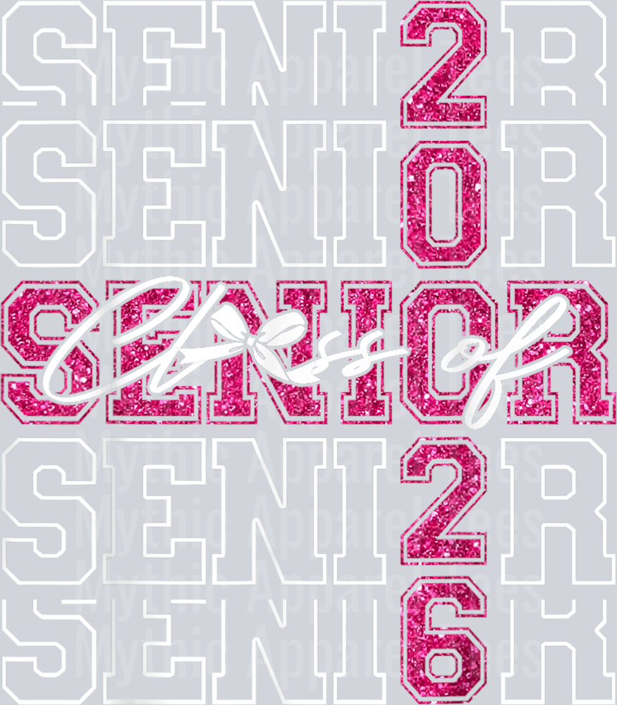 Senior 2026 Class of 2026 Coquette Pink Bow Graduation 2026 T-Shirt (2)