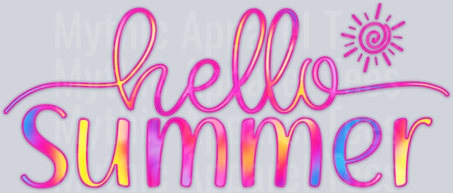 Hello Summer script with cute pastel colors DTF Summer Transfers