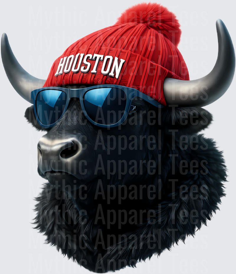 NFL Mascots Houston Bison Bull Wearing Red Beanie Sunglasses