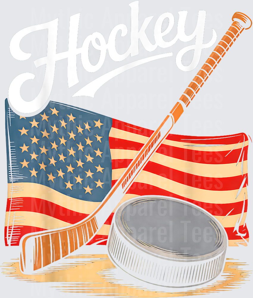 Ice Hockey Patriotic Stick Puck American Flag Vintage
