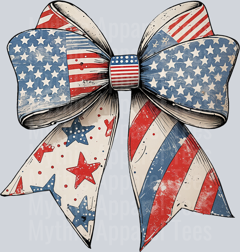 Patriotic Bow Red White and Blue DTF Western Patriotic Transfers