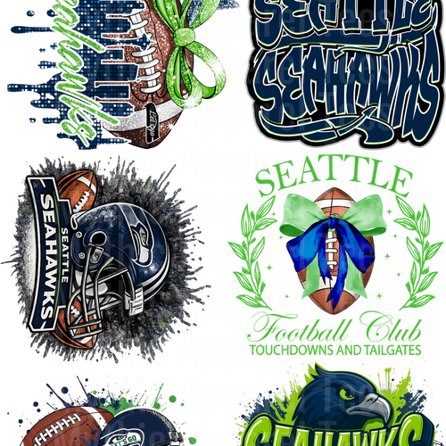 SEATTLE SEAHAWKS GANG SHEET 10 FULL SIZE IMAGES