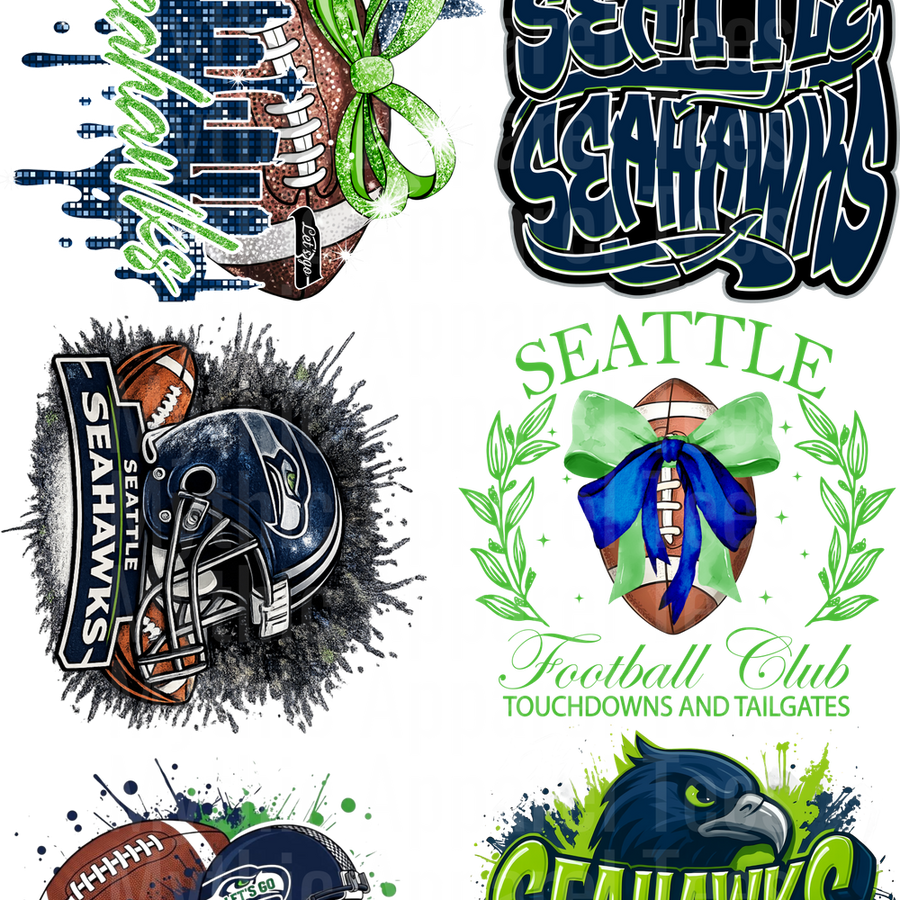SEATTLE SEAHAWKS GANG SHEET 10 FULL SIZE IMAGES