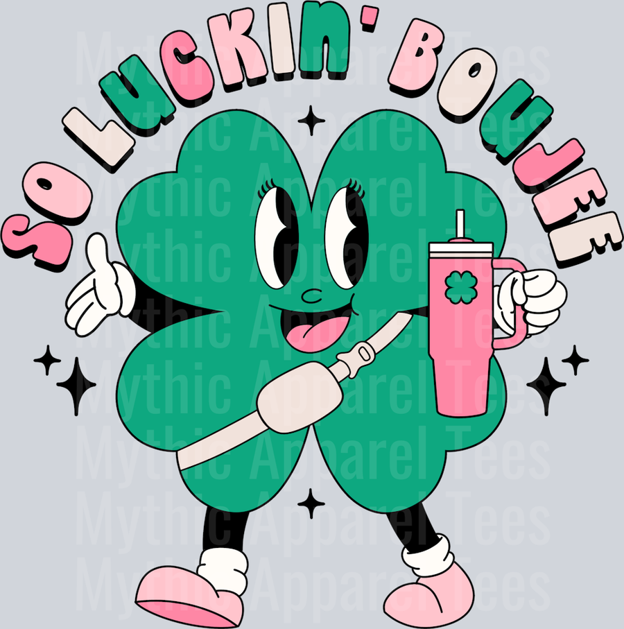 So Luckin Boujee Wavy Retro Funny Designs St Patrick's Day