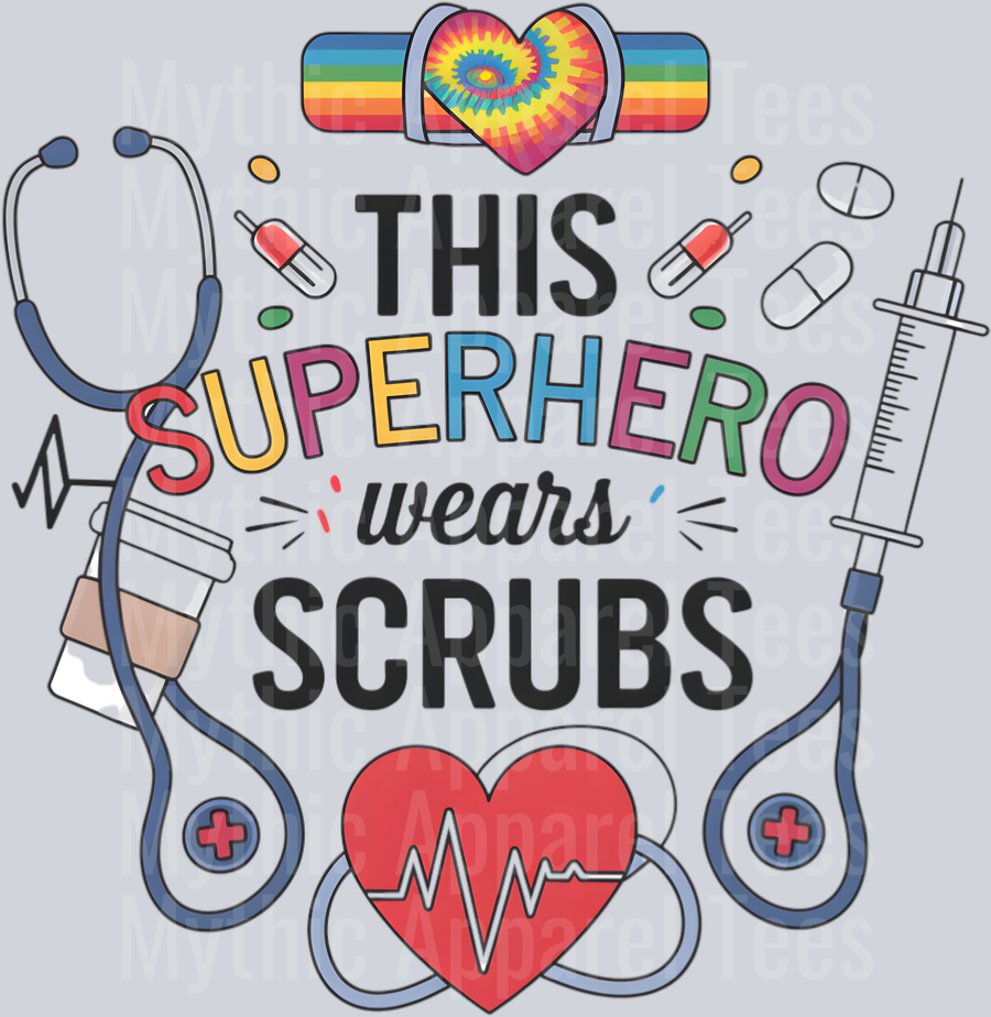This superhero wears scrubs DTF Nurse Transfers
