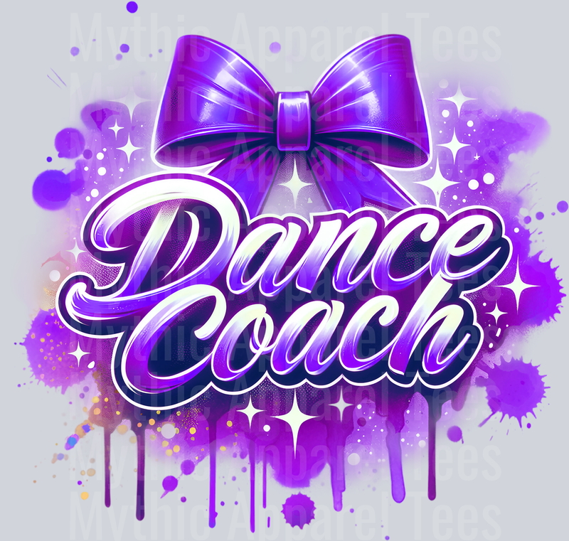 Dance Coach Airbrushed Purple DTF Dance Coach Transfers