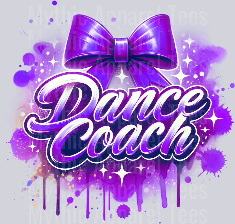 Dance Coach Airbrushed Purple DTF Dance Coach Transfers