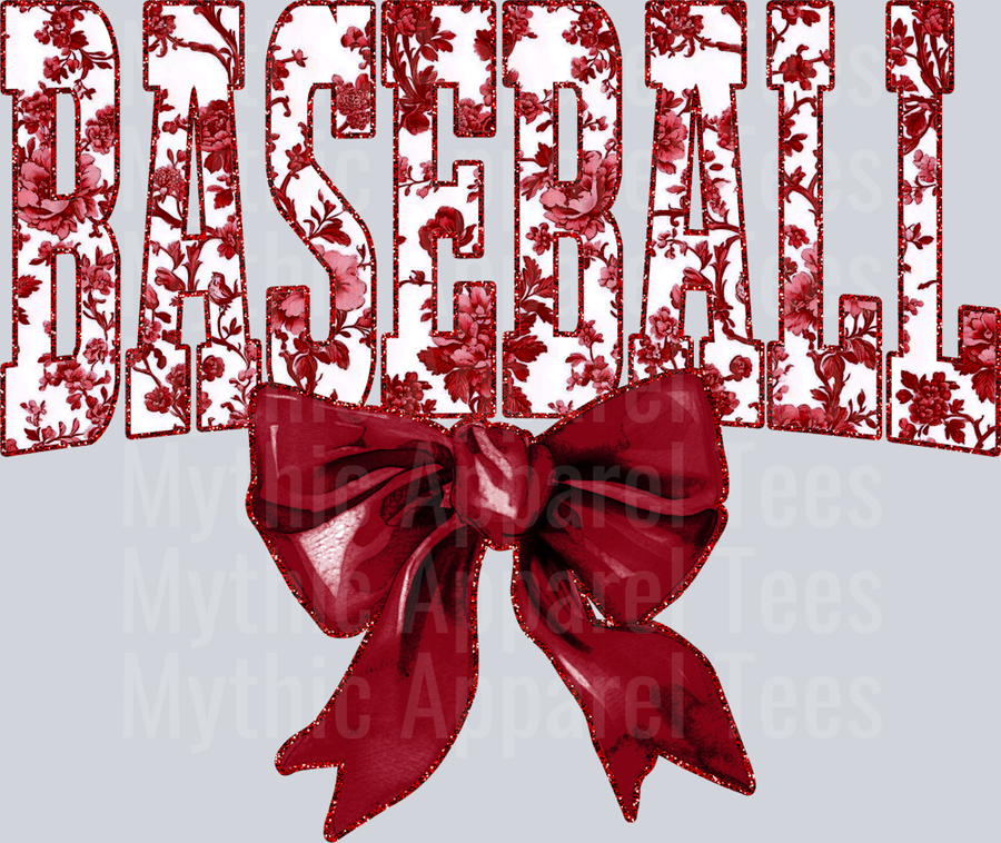 Maroon Baseball College Font Floral Pattern School Spirit & Sports