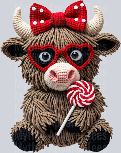 Faux Yarn Highland Cow Valentines Day
