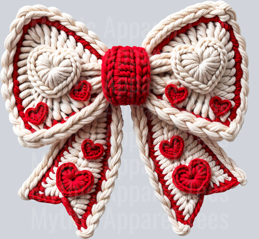 Heart Bow Faux Yarn Valentines Day