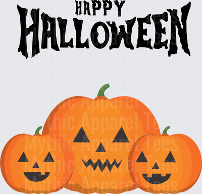 Happy Halloween Spooky Jack-O-Lantern Trio Creepy Carved Pumpkins