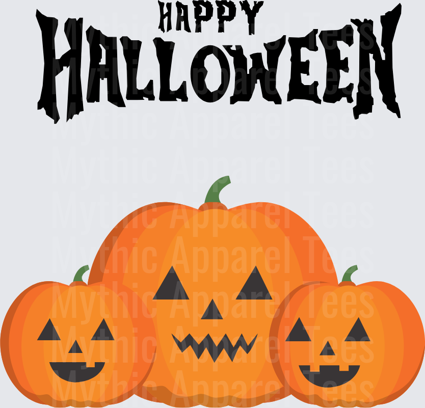 Happy Halloween Spooky Jack-O-Lantern Trio Creepy Carved Pumpkins