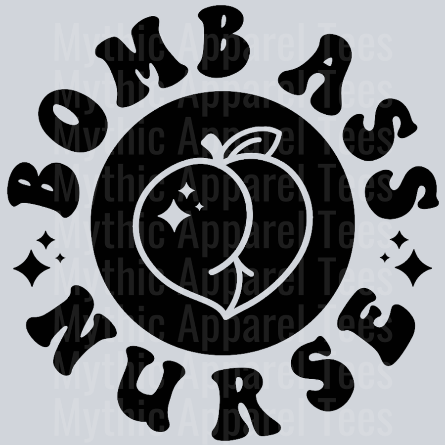 Bomb Ass Nurse Pocket Design Wavy Retro Funny Designs