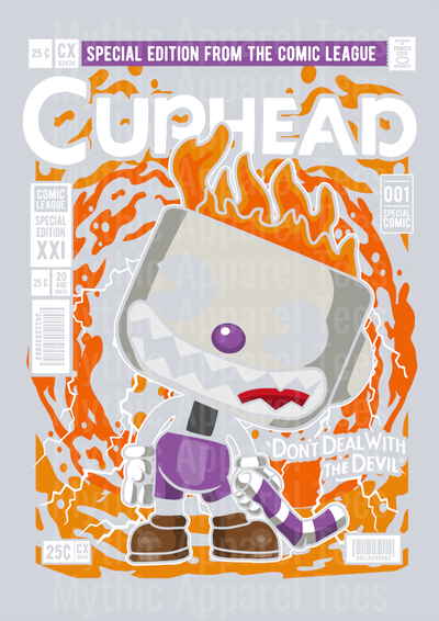 Evil Cuphead Comic Book Cover STYLE DTF Pop Culture Transfers