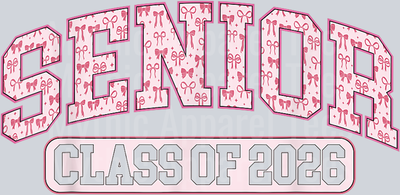 Senior 2026 Class of 2026 Pink Coquette Bow Girls T-Shirt