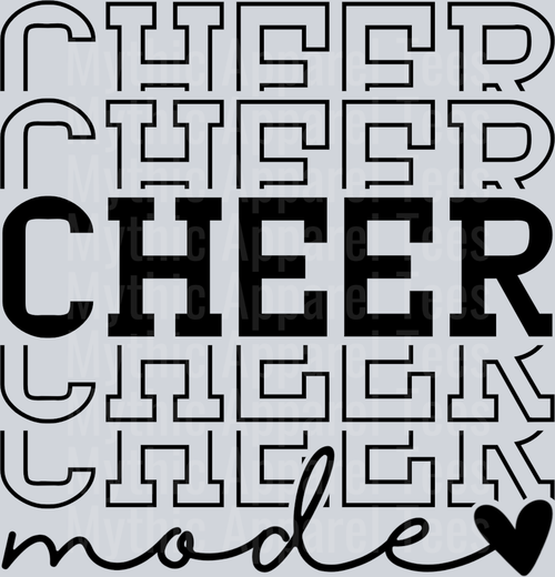 Cheer Mode Stacked Varsity Letters Black Cheerleader