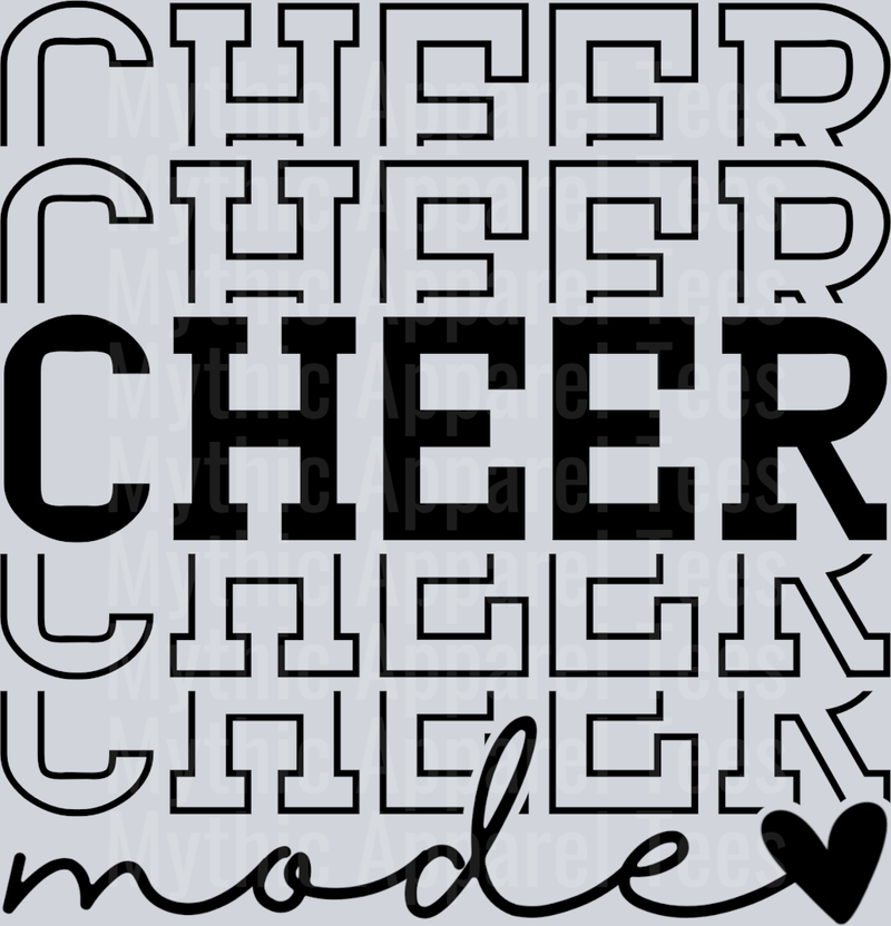 Cheer Mode Stacked Varsity Letters Black Cheerleader