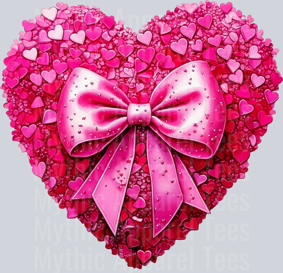 Pink Bow Heart Valentines Day Design