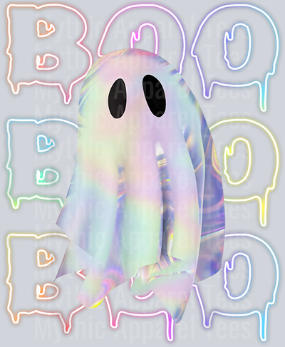 Funny Boo Cute Ghost Neon Halloween Costume boy kids girl T-Shirt_processed
