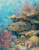 Ocean Animals Grouper Fish Coral Reef Watercolor Seascape