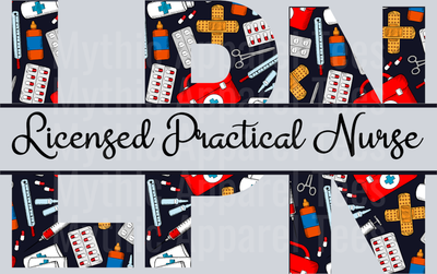 Licensed Practical Nurse LPN Red White Black Colors DTF Nurse Transfers