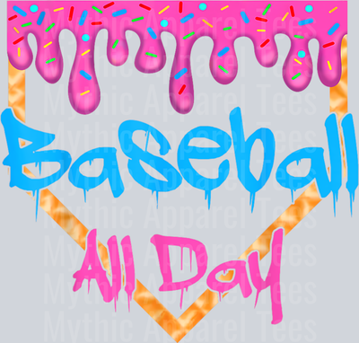 Baseball All Day Drip Home Plate Ice Cream DTF Baseball Transfers