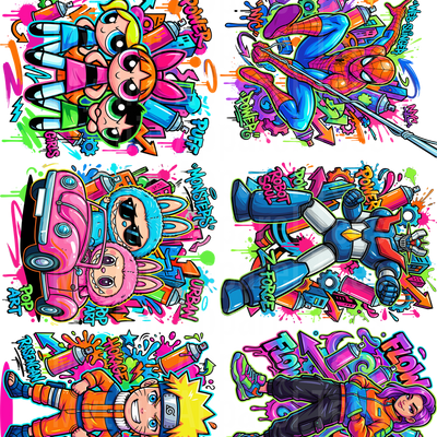 KIDS POP VARIETY 2 GANG SHEET 10 FULL SIZE IMAGES