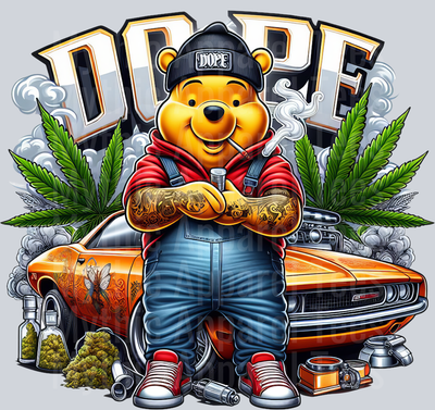 Winnie the pooh 2 Gangster Smoking Pop Culture DTF Weed Transfers